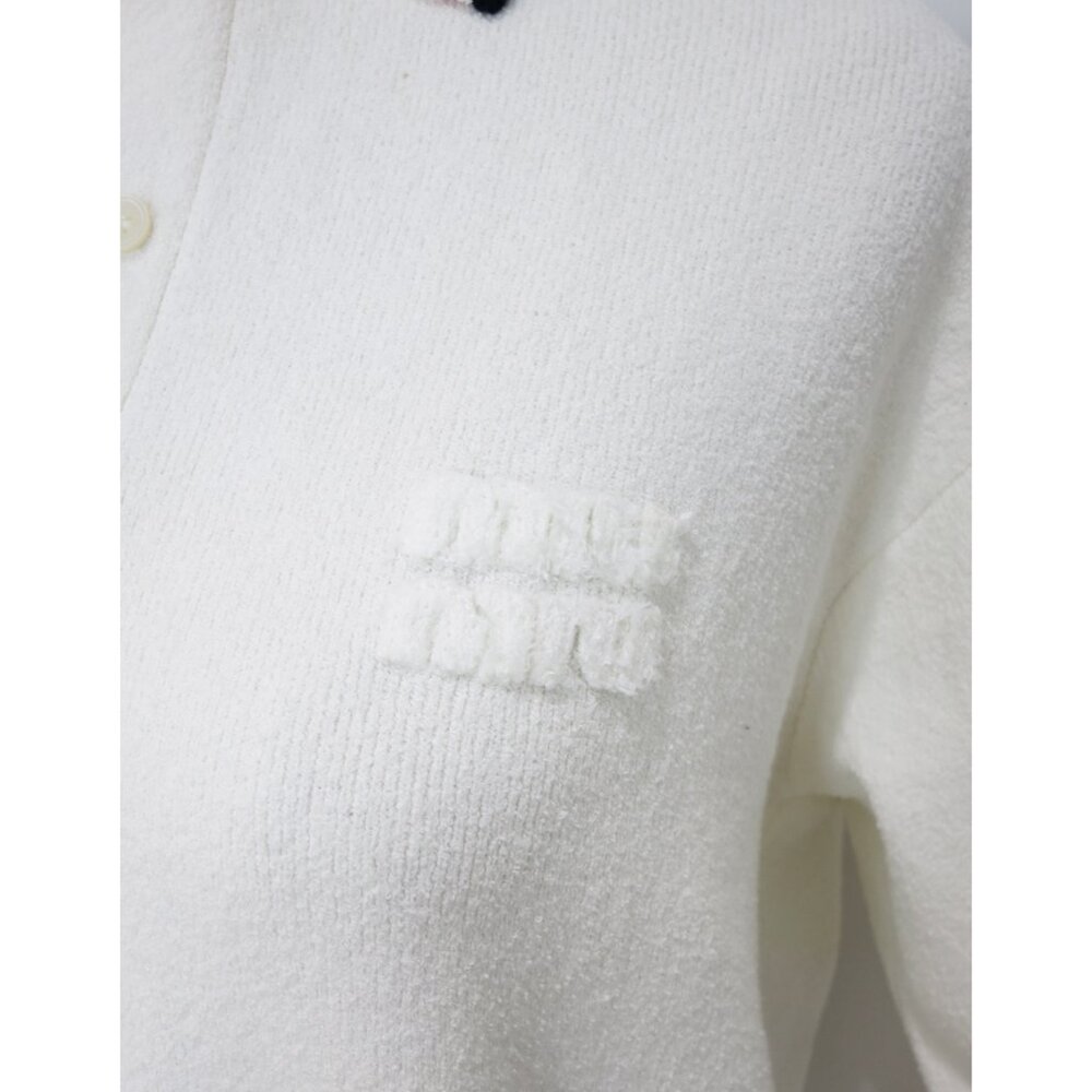 MIU MIU Off White Cotton Pique Knit Stretch Polo Shirt Sweater Top 38 - Picture 8 of 14